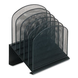 Onyx Mesh Desk Organizer with Tiered Sections, 5 Sections, Letter to Legal Size Files, 11.25" x 7.25" x 12", Black