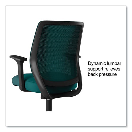 Essentials Mesh Back Fabric Task Chair with Arms, Supports Up to 275 lb, Teal Fabric Seat/Mesh Back, Black Base