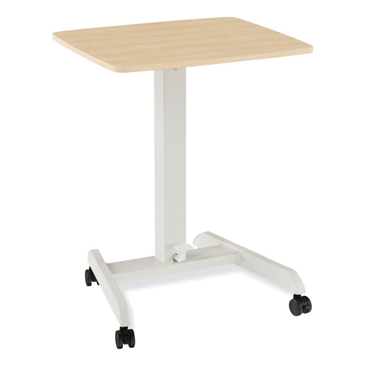 Essentials Sit-Stand Single-Column Mobile Workstation, 23.6  x 20.5  x 29.6  to 44.2 , Natural Wood/Light Gray