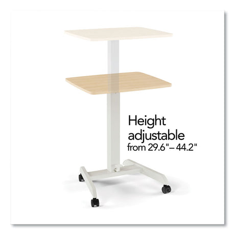 Essentials Sit-Stand Single-Column Mobile Workstation, 23.6  x 20.5  x 29.6  to 44.2 , Natural Wood/Light Gray