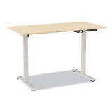 Essentials Electric Sit-Stand Two-Column Workstation, 47.2  x 23.6  x 28.7  to 48.4 , Natural Wood/Light Gray