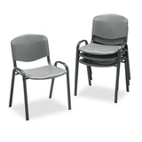 Stacking Chair, Supports Up to 250 lb, 18  Seat Height, Charcoal Seat, Charcoal Back, Black Base, 4/Carton