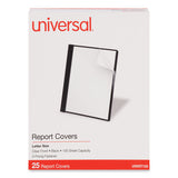 Clear Front Report Cover, Prong Fastener, 0.5" Capacity, 8.5 x 11, Clear/Black, 25/Box