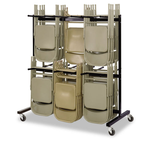 Two-Tier Chair Cart, Two-Sided 12-Section Hang-Hook Format, Metal, 64.5" x 33.5" x 70.25", Black