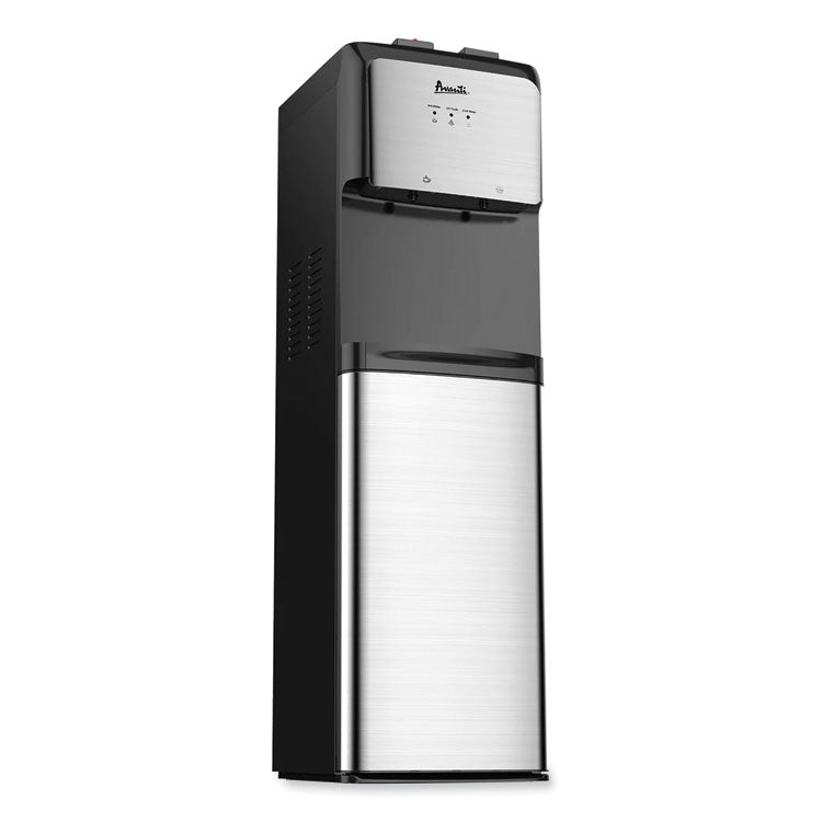 Bottom Loading Water Dispenser with UV Light, 3 to 5 gal, 41.25 h, Black/Stainless Steel