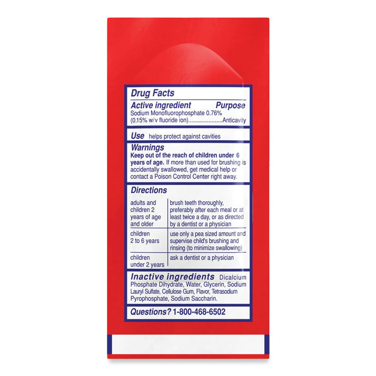 Cavity Protection Toothpaste, Regular Flavor, 0.15 oz Sachet, 1,000/Carton