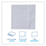 Dinner Napkin, 1-Ply, 17 x 17, White, 250/Pack, 12 Packs/Carton