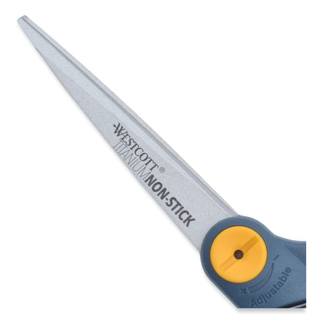 Non-Stick Titanium Bonded Scissors, 8" Long, 3.25" Cut Length, Gray/Yellow Bent Handle