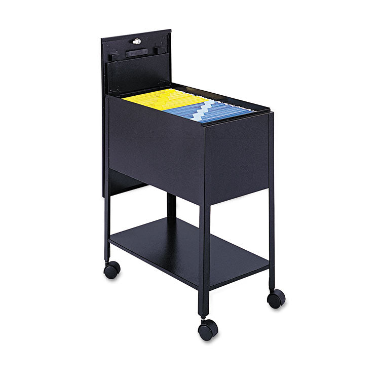 Extra-Deep Locking Mobile Tub File, Letter Size, Metal, 1 Shelf, 1 Bin, 13.5  x 24.75  x 28.25 , Black
