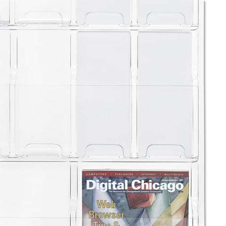 Reveal Clear Literature Displays, 18 Compartments, 30w x 2d x 45h, Clear