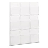 Reveal Clear Literature Displays, 9 Compartments, 30w x 2d x 36.75h, Clear