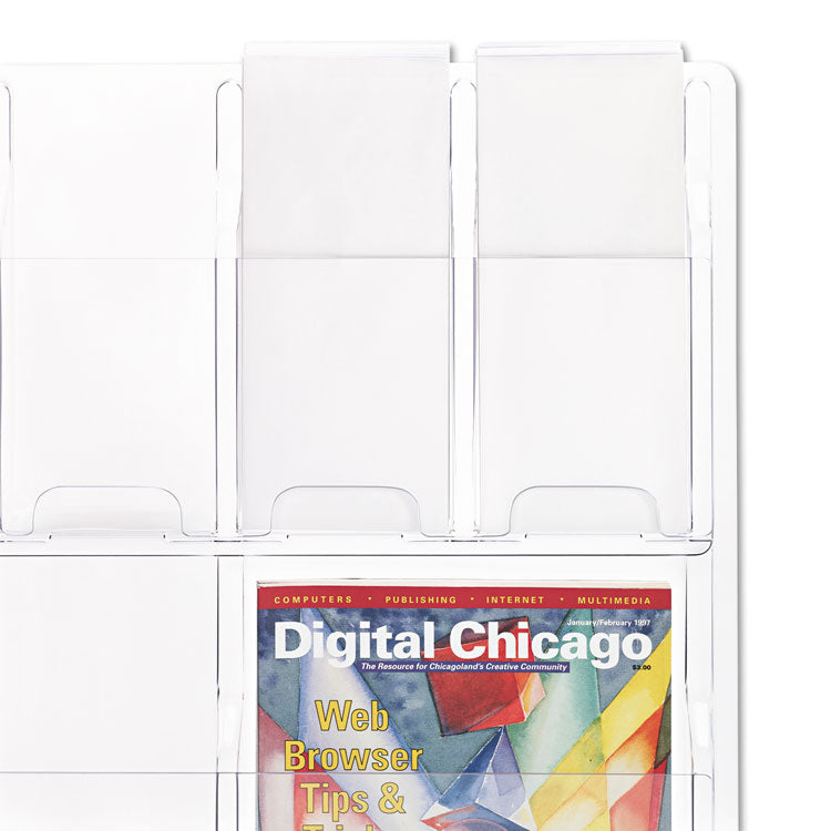 Reveal Clear Literature Displays, 12 Compartments, 30w x 2d x 34.75h, Clear