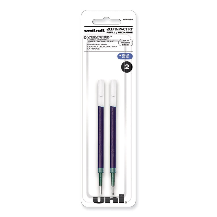 207 Impact RT Gel Retractable Pen Refills, Bold 1 mm Conical Tip, Blue Ink, 2/Pack