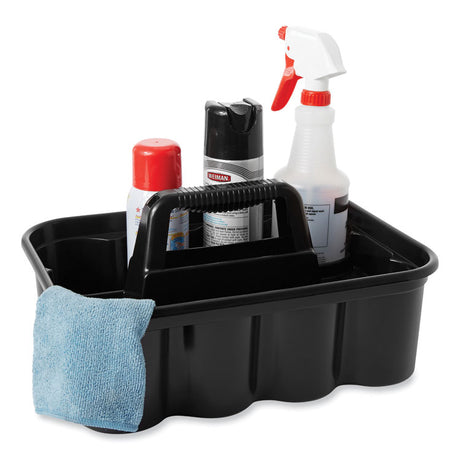 Commercial Deluxe Carry Caddy, Eight Compartments, 15 x 7.4, Black