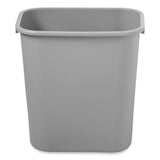 Deskside Plastic Wastebasket, 7 gal, Plastic, Gray