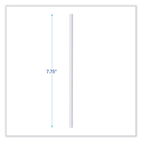 Individually Wrapped Paper Straws, 7.75  x 0.25 , White, 3,200/Carton