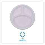 Hi-Impact Plastic Dinnerware, 3-Compartment Plate, 10  dia, White, 500/Carton