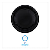 Hi-Impact Plastic Dinnerware, Plate, 9  dia, Black, 500/Carton