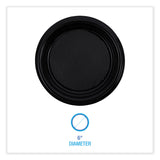 Hi-Impact Plastic Dinnerware, Plate, 6  dia, Black, 1,000/Carton