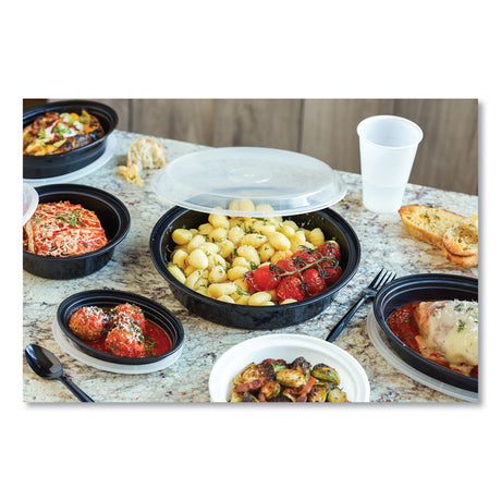 Newspring VERSAtainer Microwavable Containers, Oval, 6 oz, 5.7 x 4 x 1.1, Black/Clear, Plastic, 150/Carton