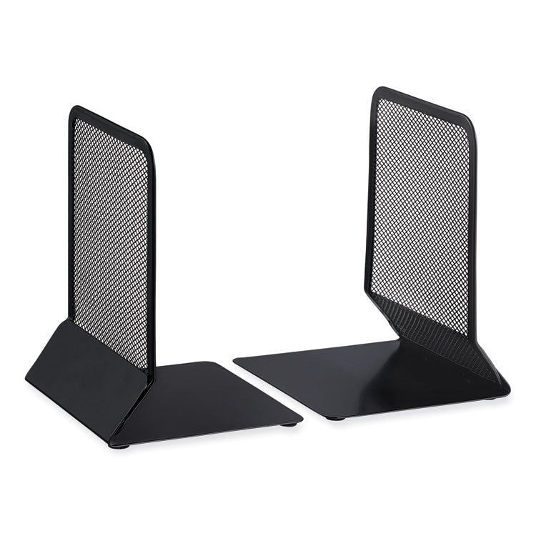 Metal Mesh Bookends, Nonskid, 5.38 x 5.38 x 6.75, Black, 1 Pair