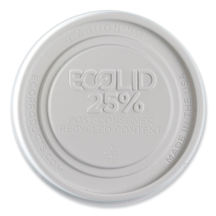 Evolution World EcoLid 25% Recycled Food Container Lid, Fits 12 to 32 oz Containers, White, Plastic, 500/Carton