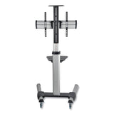 Flat Panel Floor Stand, Tilt Range: -12 to +5, Metal, 1 Shelf, 110 lb Capacity, 32.6  x 27.6  x 81.5 , Silver/Black