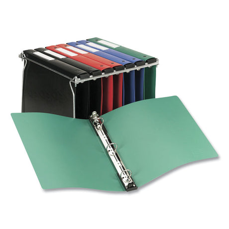 Hanging Storage Flexible Non-View Binder with Round Rings, 3 Rings, 1" Capacity, 11 x 8.5, Green