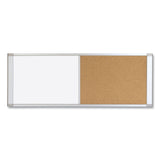 Combo Cubicle Workstation Dry Erase/Cork Board, 36 x 18, Tan/White Surface, Aluminum Frame