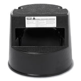 Rolling Step Stool, Curved Design, 2-Step, Retracting Casters, 350 lb Capacity, 16" Diameter x 13.5"h, Black