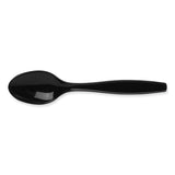 Individually Wrapped Heavyweight Teaspoons, Polypropylene, Black, 1,000/Carton