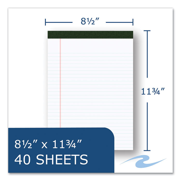 USDA Certified Bio-Preferred Legal Pad, Wide/Legal Rule, 40 White 8.5 x 11.75 Sheets, 12/Pack