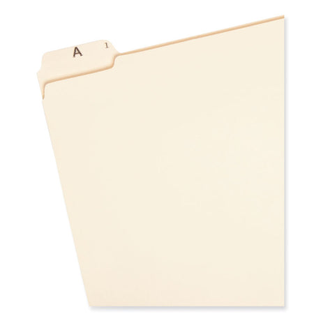 Indexed File Folder Sets, 1/5-Cut Prelabeled Tabs: A to Z, Letter Size, 0.75" Expansion, Manila, 25/Set