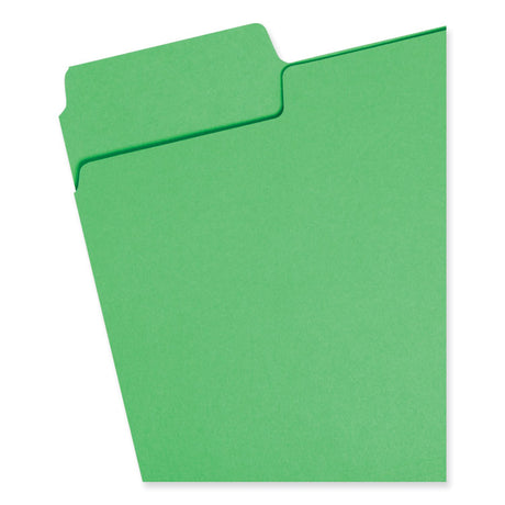 SuperTab Colored File Folders, 1/3-Cut Tabs: Assorted, Letter Size, 0.75" Expansion, 11-pt Stock, Green, 100/Box