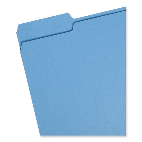 Colored File Folders, 1/3-Cut Tabs: Assorted, Letter Size, 0.75" Expansion, Blue, 100/Box