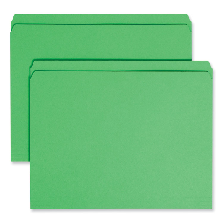 Reinforced Top Tab Colored File Folders, Straight Tabs, Letter Size, 0.75" Expansion, Green, 100/Box