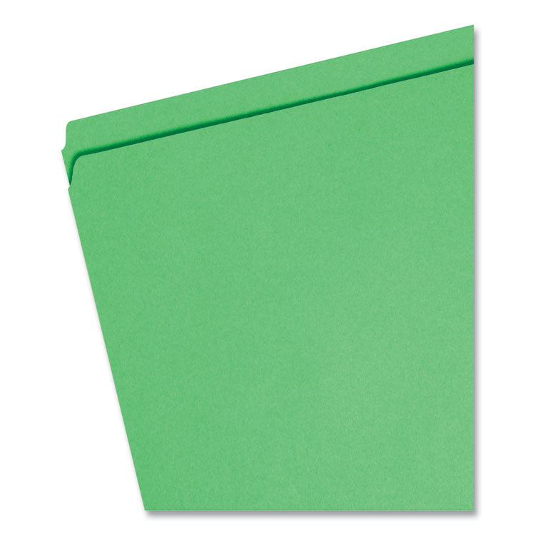 Reinforced Top Tab Colored File Folders, Straight Tabs, Letter Size, 0.75" Expansion, Green, 100/Box