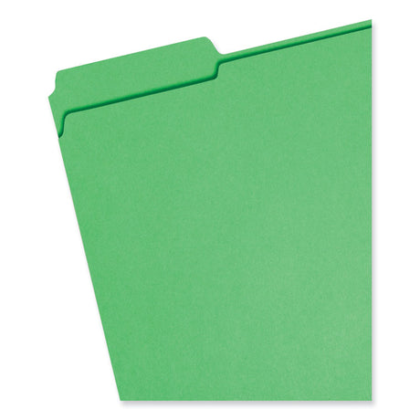 Reinforced Top Tab Colored File Folders, 1/3-Cut Tabs: Assorted, Letter Size, 0.75" Expansion, Green, 100/Box