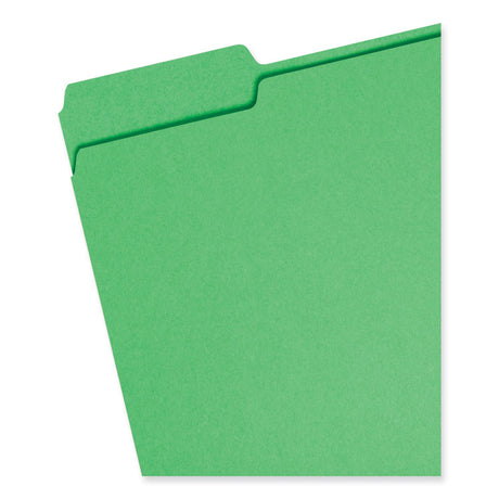 Colored File Folders, 1/3-Cut Tabs: Assorted, Letter Size, 0.75" Expansion, Green, 100/Box