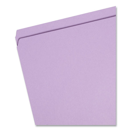 Reinforced Top Tab Colored File Folders, Straight Tabs, Letter Size, 0.75" Expansion, Lavender, 100/Box