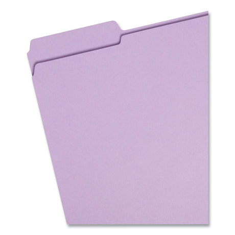 Reinforced Top Tab Colored File Folders, 1/3-Cut Tabs: Assorted, Letter Size, 0.75" Expansion, Lavender, 100/Box