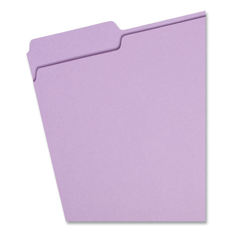 Colored File Folders, 1/3-Cut Tabs: Assorted, Letter Size, 0.75" Expansion, Lavender, 100/Box