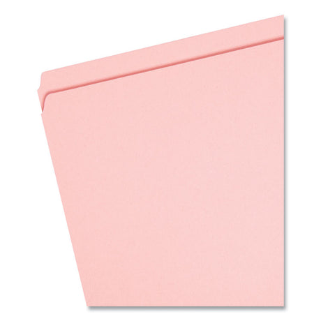 Reinforced Top Tab Colored File Folders, Straight Tabs, Letter Size, 0.75" Expansion, Pink, 100/Box