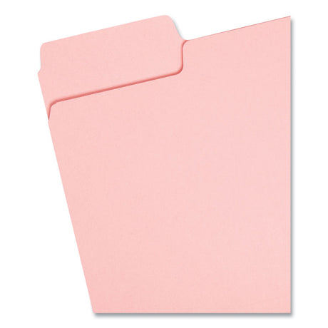 Colored File Folders, 1/3-Cut Tabs: Assorted, Letter Size, 0.75" Expansion, Pink, 100/Box