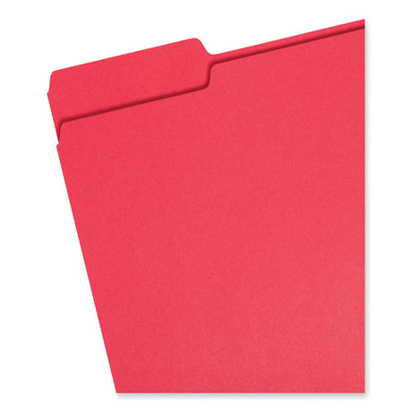 Colored File Folders, 1/3-Cut Tabs: Assorted, Letter Size, 0.75" Expansion, Red, 100/Box