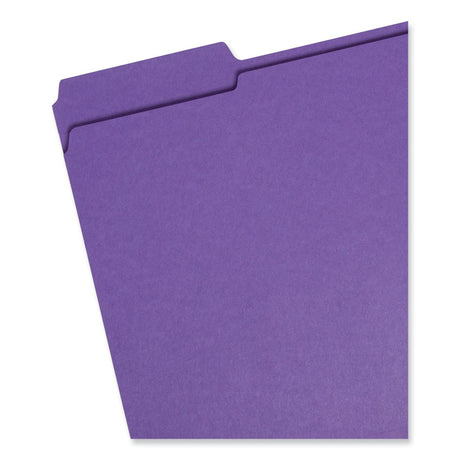 Reinforced Top Tab Colored File Folders, 1/3-Cut Tabs: Assorted, Letter Size, 0.75" Expansion, Purple, 100/Box