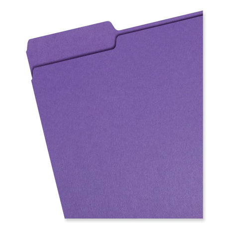 Colored File Folders, 1/3-Cut Tabs: Assorted, Letter Size, 0.75" Expansion, Purple, 100/Box