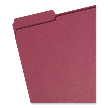 Reinforced Top Tab Colored File Folders, 1/3-Cut Tabs: Assorted, Letter Size, 0.75" Expansion, Maroon, 100/Box