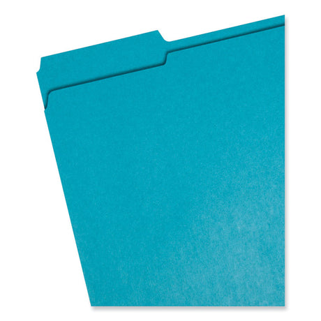 Reinforced Top Tab Colored File Folders, 1/3-Cut Tabs: Assorted, Letter Size, 0.75" Expansion, Teal, 100/Box