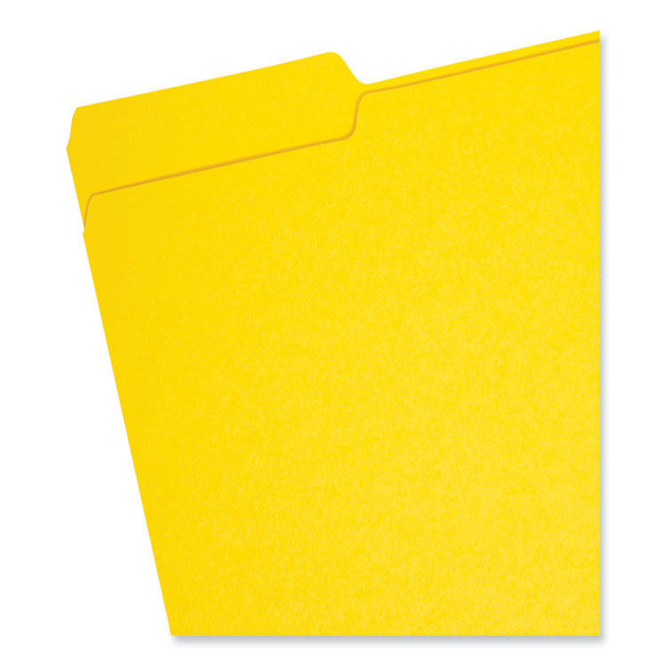 Interior File Folders, 1/3-Cut Tabs: Assorted, Letter Size, 0.75" Expansion, Yellow, 100/Box